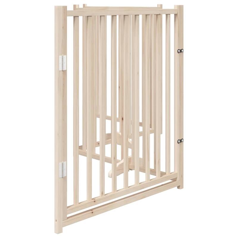 vidaXL Dog Gate Set of 4 Natural Wood Solid Fir Wood Medium Foldable - 11.8 x 126.0 x 35.4
