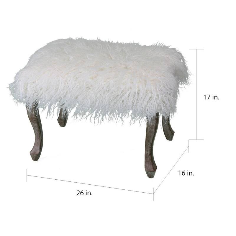 Silver Orchid Martens White Faux Fur Bench