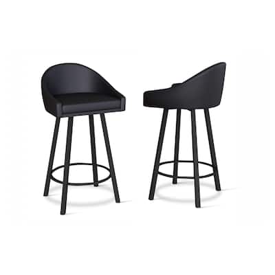 Tempo Furniture Kori Swivel 26" Counterstools/30" Barstools Palladium Gray Powder Coat Finish (Set of 2) by Furnish Theory