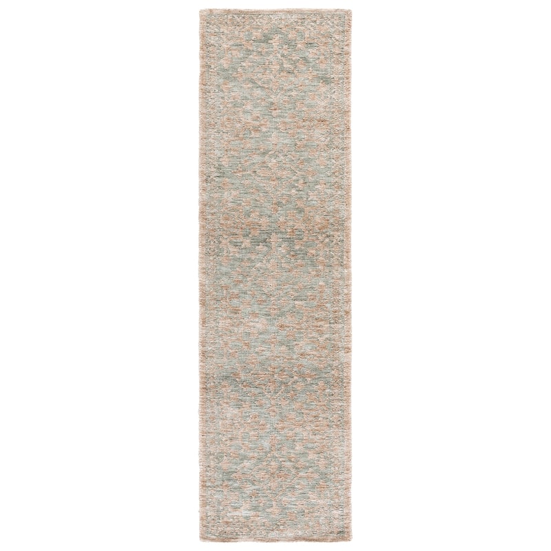 SAFAVIEH Audrey Handmade Danai Rug - 2'3" x 8' Runner - Light Teal/Beige