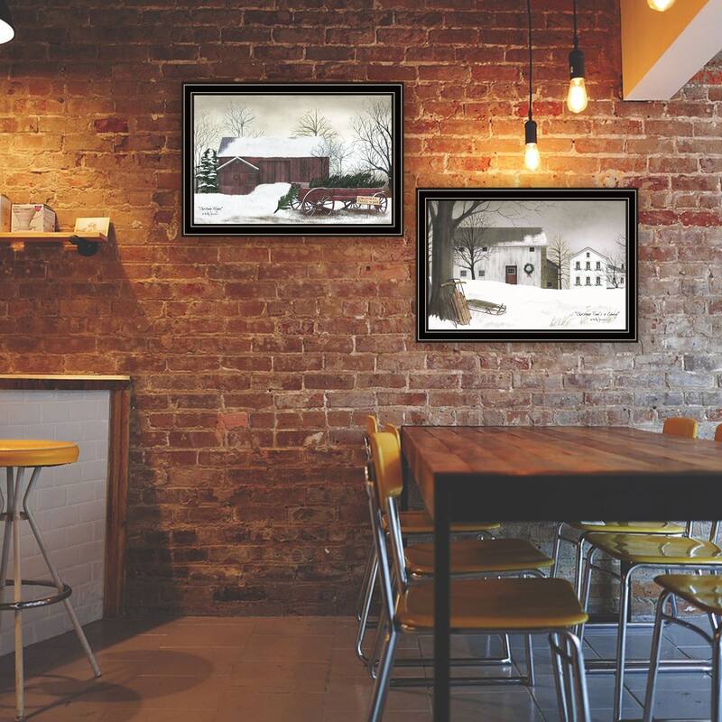 2-Piece Framed Wall Art Set - Christmas Time with Family, Black Frame