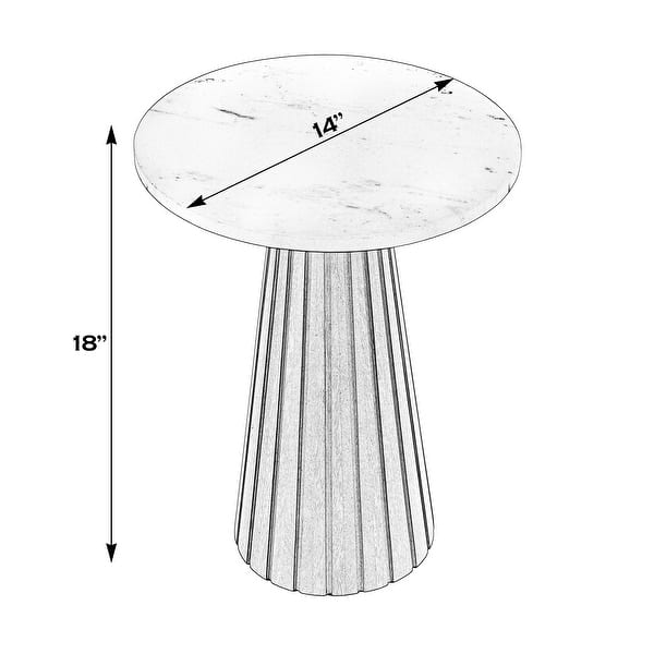 Dara 14 in. W Round Marble and Wood Side Table