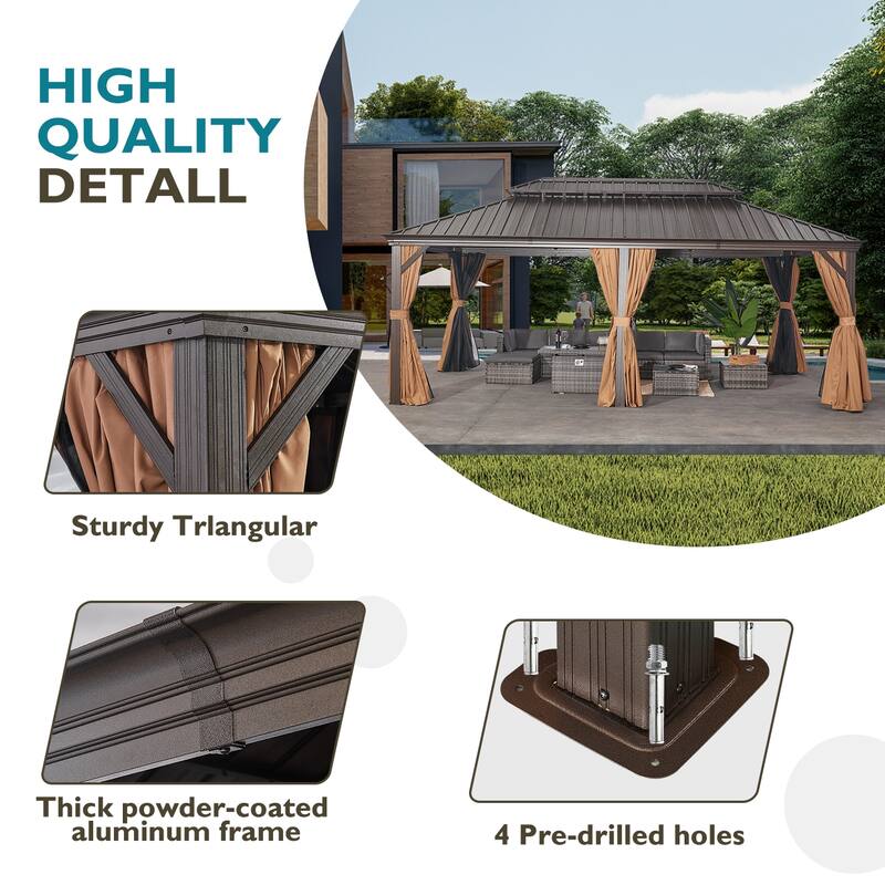 Hardtop Aluminum Gazebo, Outdoor Metal Frame Canopy Gazebo