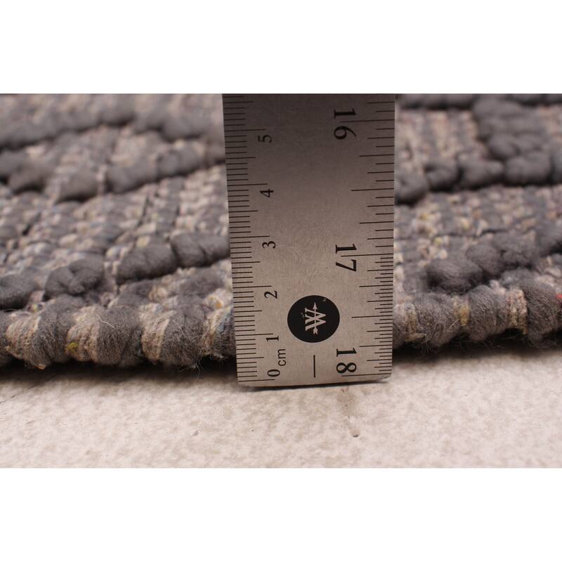 ECARPETGALLERY Braid weave Sienna Grey Wool Rug - 4'0 x 6'1