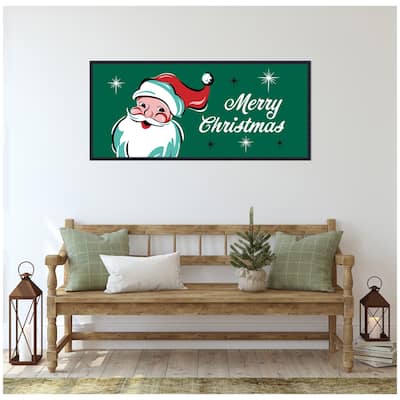 Kate and Laurel Sylvie Beaded Retro Santa Merry Christmas Framed Canvas by Heather Dutton