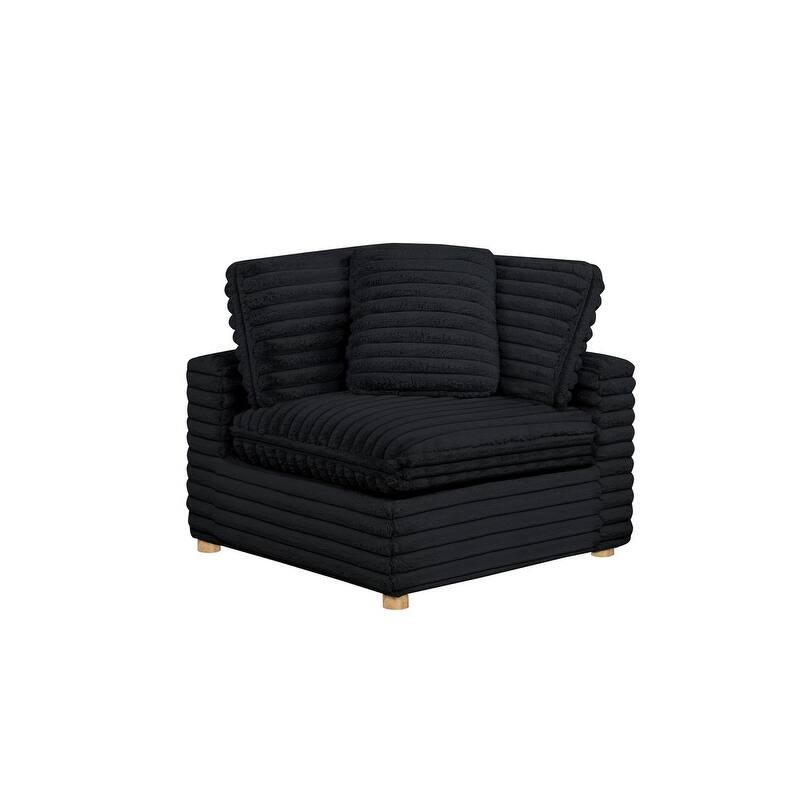 Best Quality Furniture 4-Piece Section Corduroy Modular - Black Corner Chair