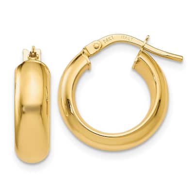 Curata 14k Yellow Gold Polished 5x17mm Wide Hoop Earrings