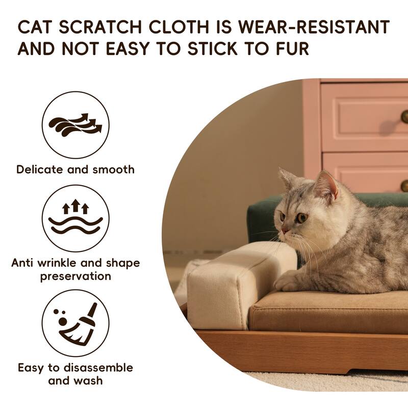 Modern Wooden Pet Bed for Cats & Dogs, Oak Veneer, Scratch-Resistant Fabric, Removable Cushion