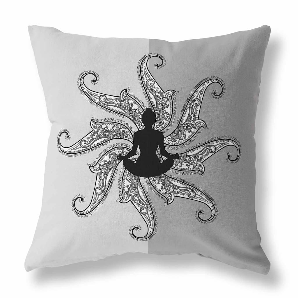 Silver And Dark Mystic Silence Faux Suede Throw Pillow Zipper