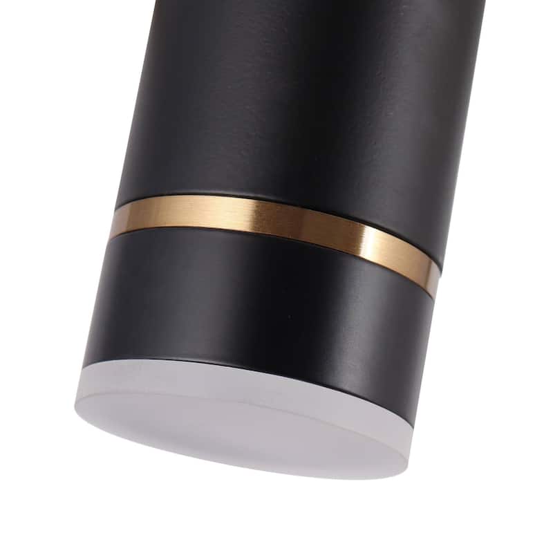 Modern 6-Light 36" LED Black Gold Large Chandelier Metal Linear Kitchen Island Lights - 36" L x 7.5" W x 10" H