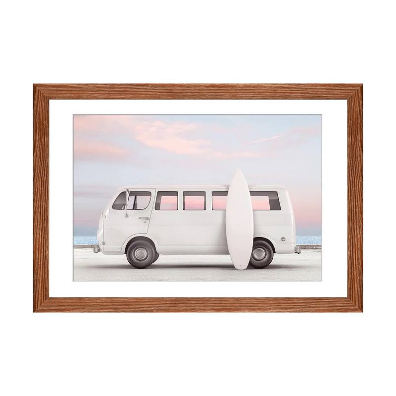 iCanvas "Van And Surfboard" by Tiny Treasure Prints - Walnut - 24x32x1