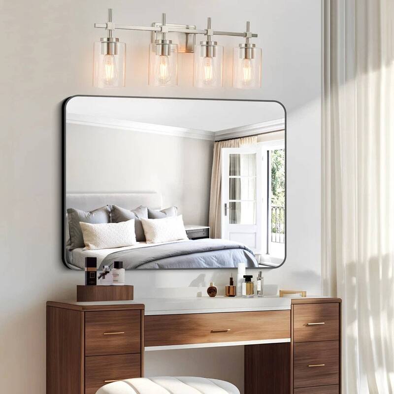 Jasper Brushed Nickel Clear Glass 4-Light Bathroom Vanity Light