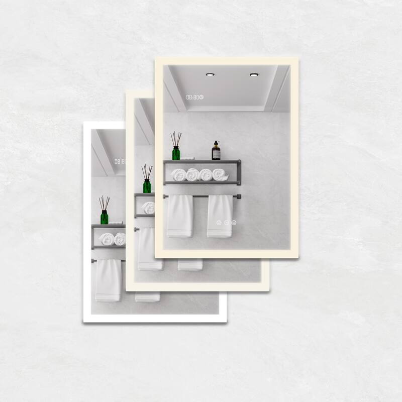 Bathroom Medicine Cabinet with Lights, 28 Inch LED Cabinet with Mirror, Lighted Medicine Cabinet with Defogger, Digital Clock