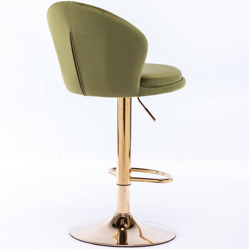 Velvet Swivel Bar Stools with Footrest Height Adjustable (Set of 2