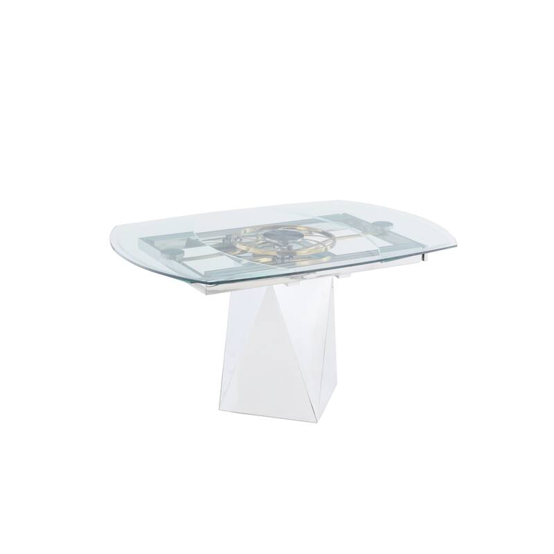 Somette Ariela 5-Piece Dining Set with Motion-Extendable Glass Table and Gray Chairs