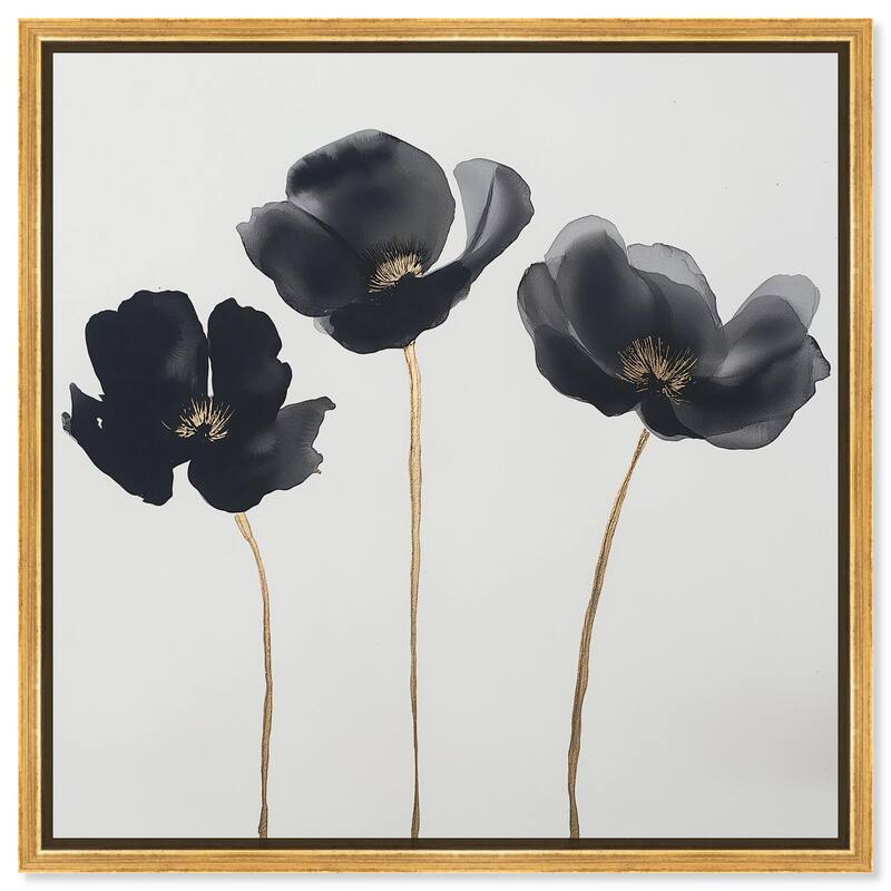 Nocturnal Flowers II Canvas by Art Remedy - Gold - 40" x 40"
