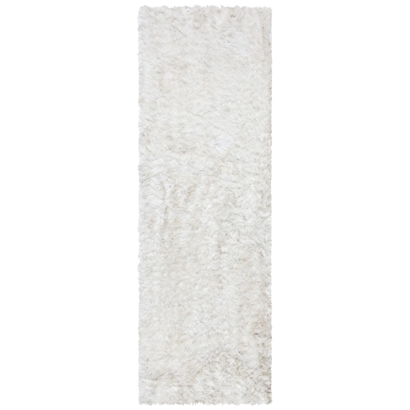 SAFAVIEH Handmade Ocean Shag Lyse Glam 2.5-inch Thick Rug - 2'3" x 10' Runner - Ivory