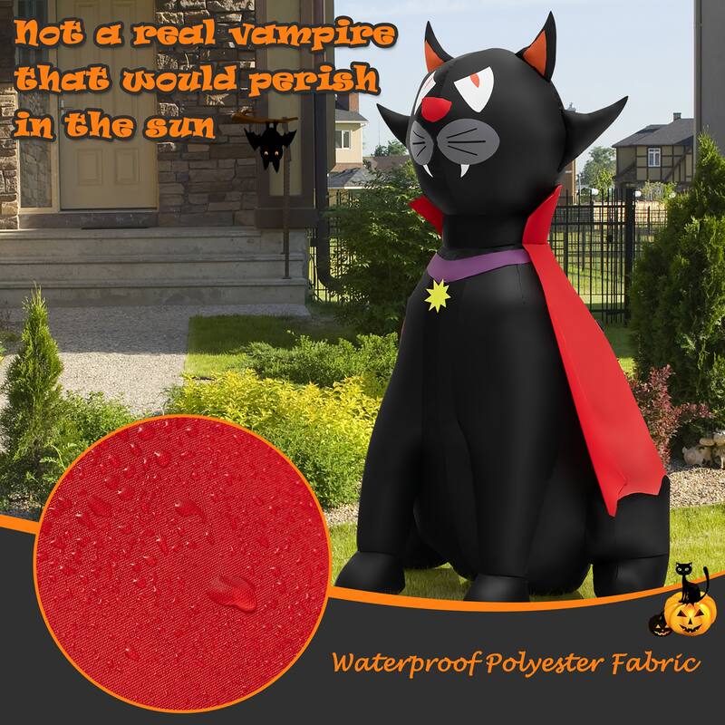 Costway 4.7 FT Halloween Inflatable Vampire Black Cat with Red Cloak - See Details