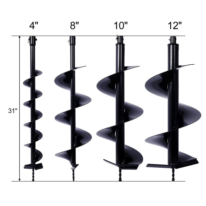 4 Piece Steel Hole Digger Replacement Auger Bits,4"+8"+10"+12"