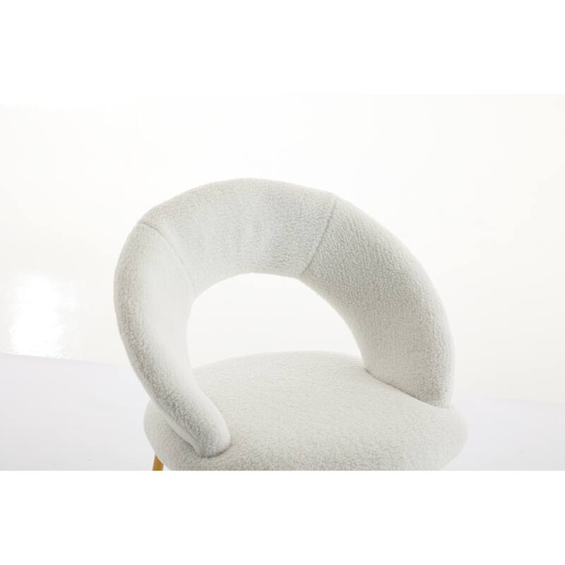 Teddy Fabric Dining Accent Chairs with Curved Backrest and Gold Metal Legs - 250lb Capacity