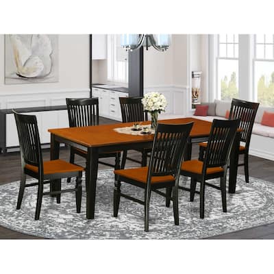 Kitchen Dining Set 7 Piece Table & Chairs Wood Set Black Cherry Finish