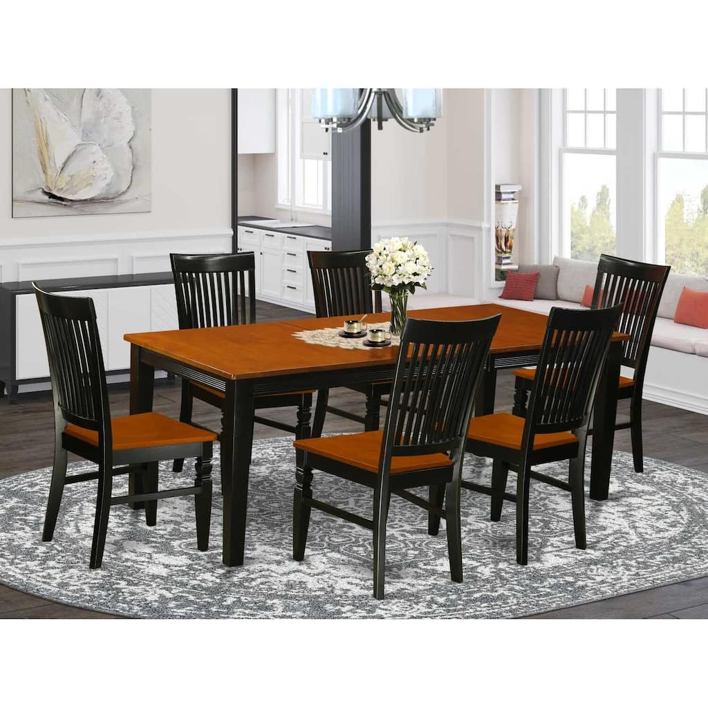 Kitchen Dining Set 7 Piece Table & Chairs Wood Set Black Cherry Finish