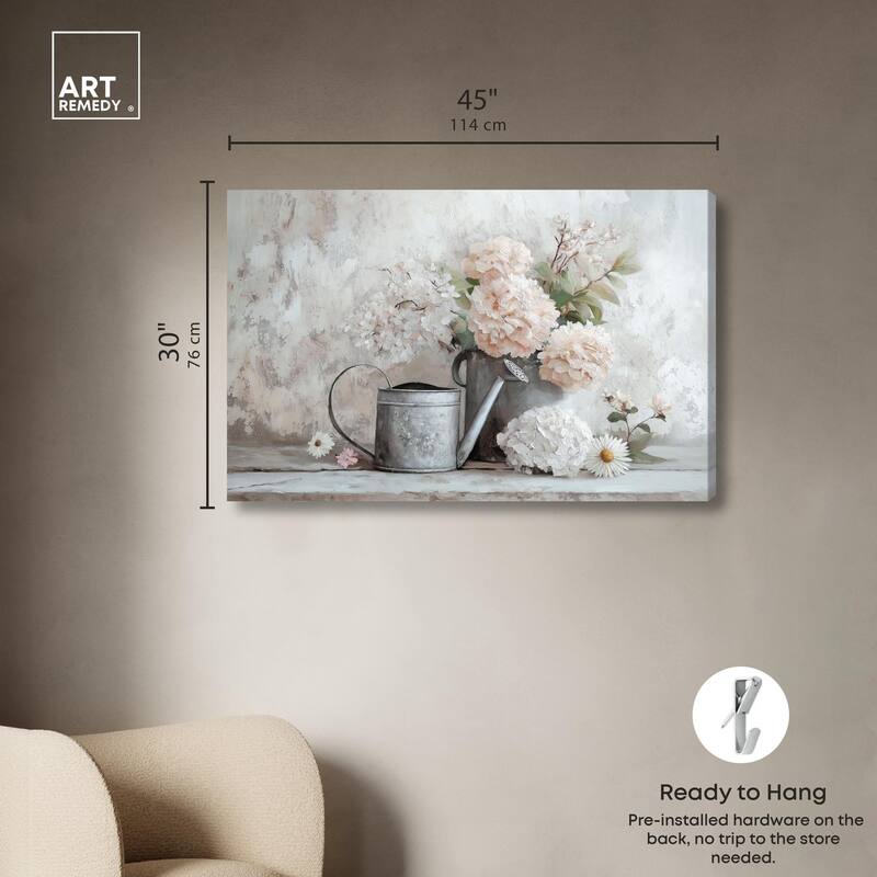 Can and White Blooms Canvas by Art Remedy, Gallery Wrapped