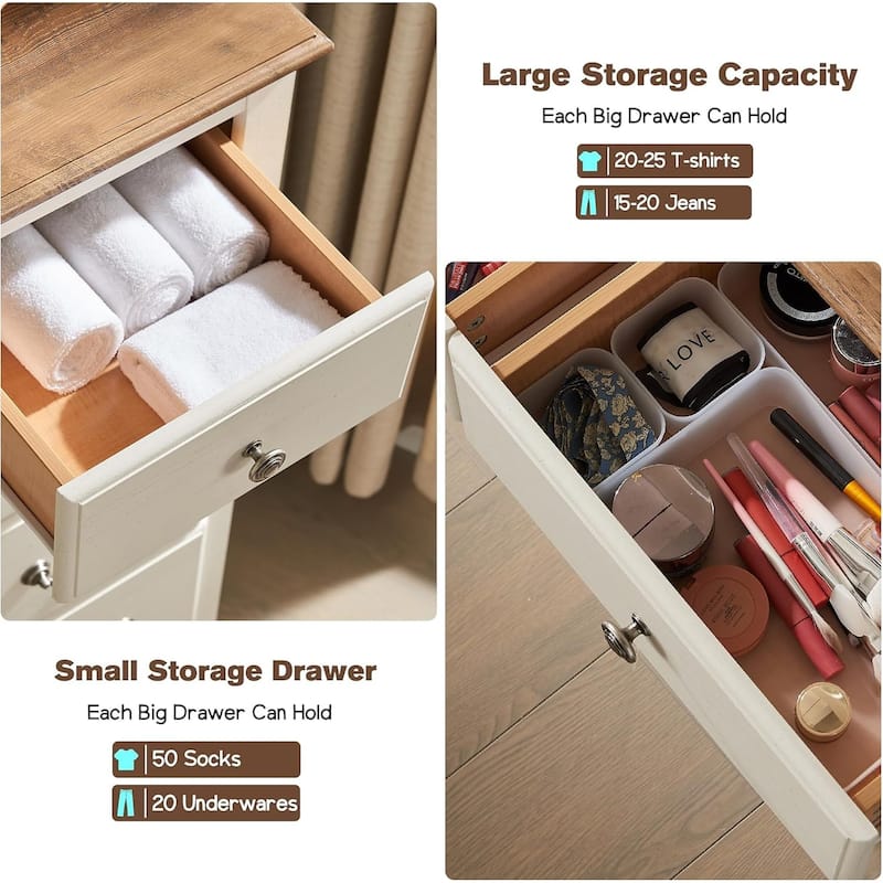 Vintage 7 Chests Drawer, Rustic Dressers, Chest Organizer for Bedroom