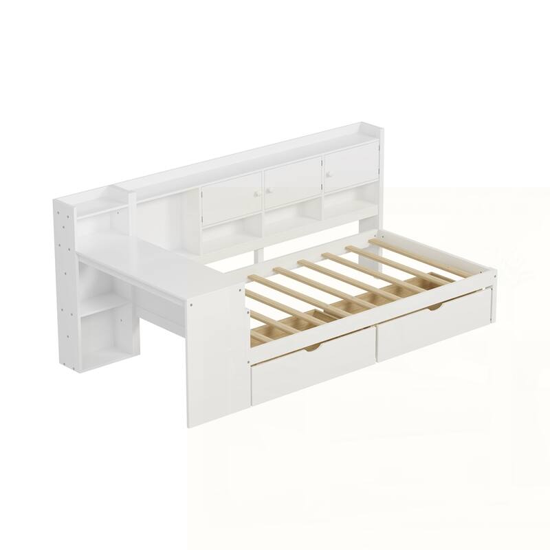 Daybed with Seven Storage Cabinets and Two Storage Drawers