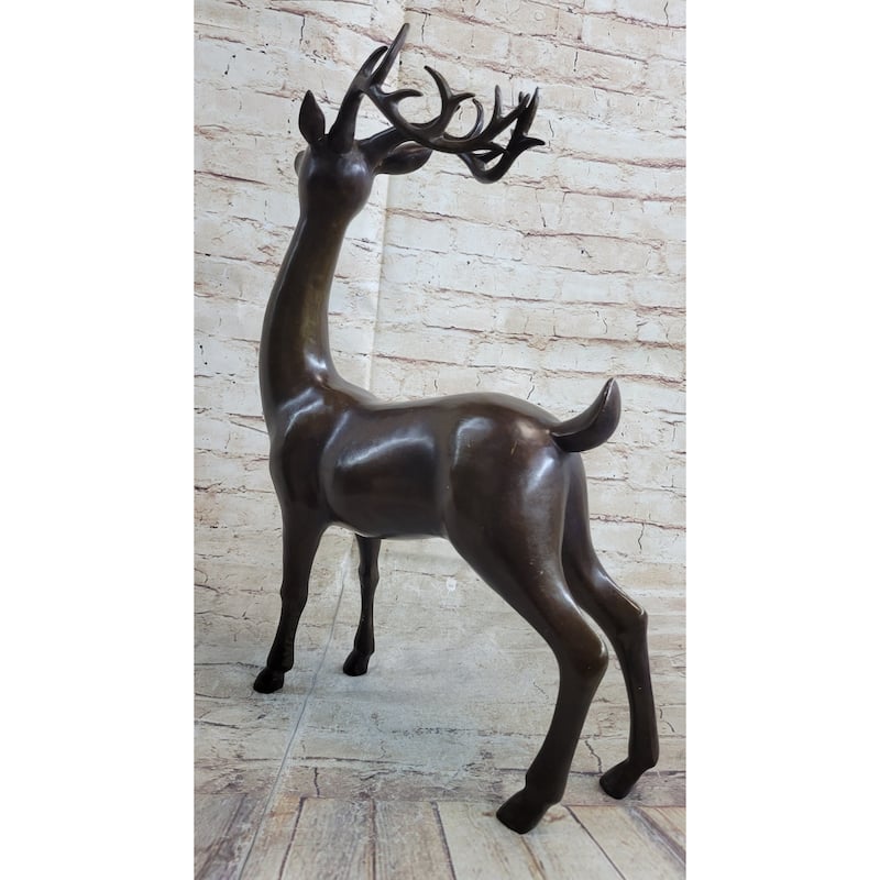 Signed Miguel Lopez Stag Buck Deer Bronze Sculpture Hot Cast Figure Figurine