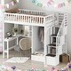 preview thumbnail 2 of 7, Modern Twin Size Loft Bed With Bookshelf,Drawers,Desk And Wardrobe,Solid Construction