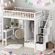 preview thumbnail 1 of 7, Twin Size Loft Bed With Bookshelf,Drawers,Desk And Wardrobe for Home White