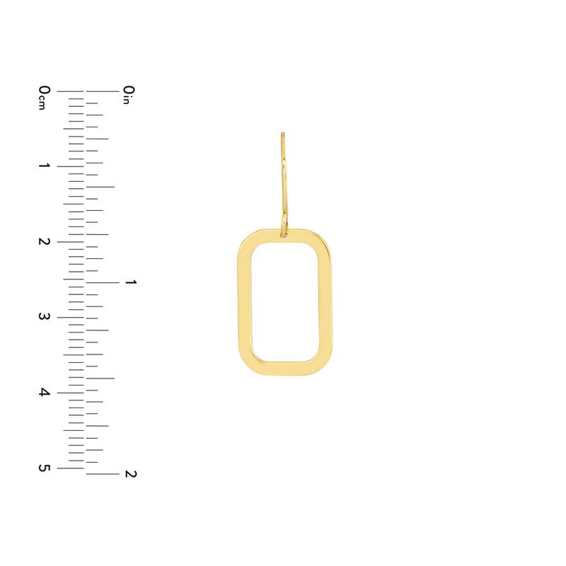 Curata 14k Yellow Gold 32x12mm Rounded Rectangle Fish Hook Earrings
