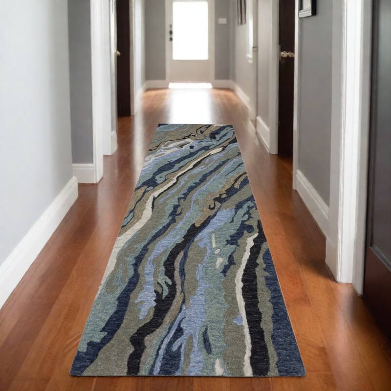 HomeRoots Abstract Modern Rectangle Area Rug - 95.67 in. x 29.92 in.  x 0.39 in.