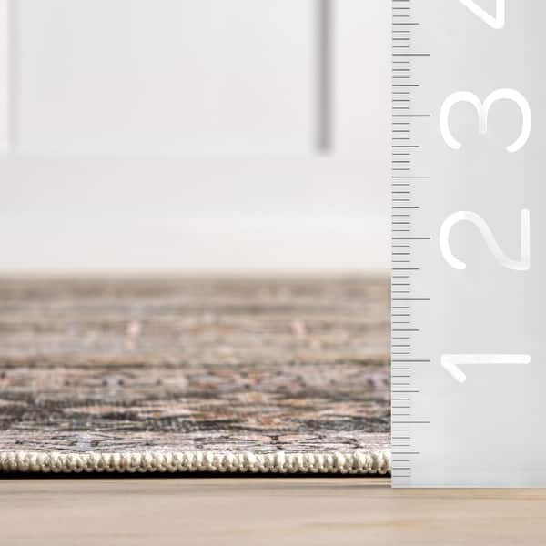 dimension image slide 1 of 2, Nuloom Purdie Medallion SplashGuard Machine Washable Area Rug