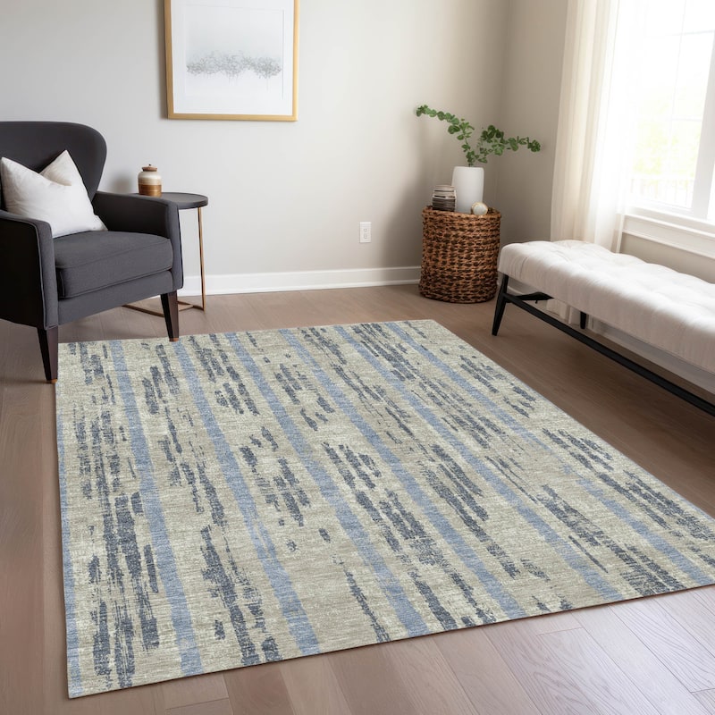 Machine Washable Indoor/ Outdoor Chantille Ombre Stripe Rug