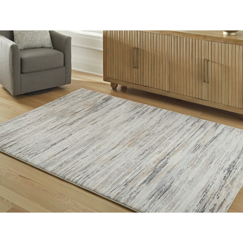 Signature Design by Ashley Nace Gray/Brown/White Memory Foam Area Rug - 5'W x 7'D