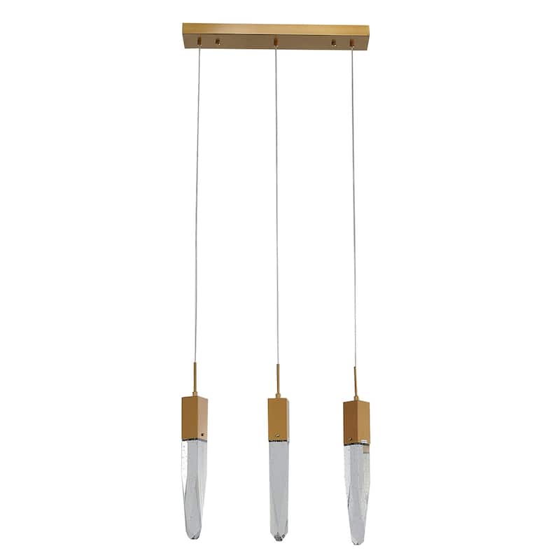 Island Lighting Pendant, Gold Crystal Chandelier, Adjustable Cord, Modern Kitchen Bar Counter Light - 19.69