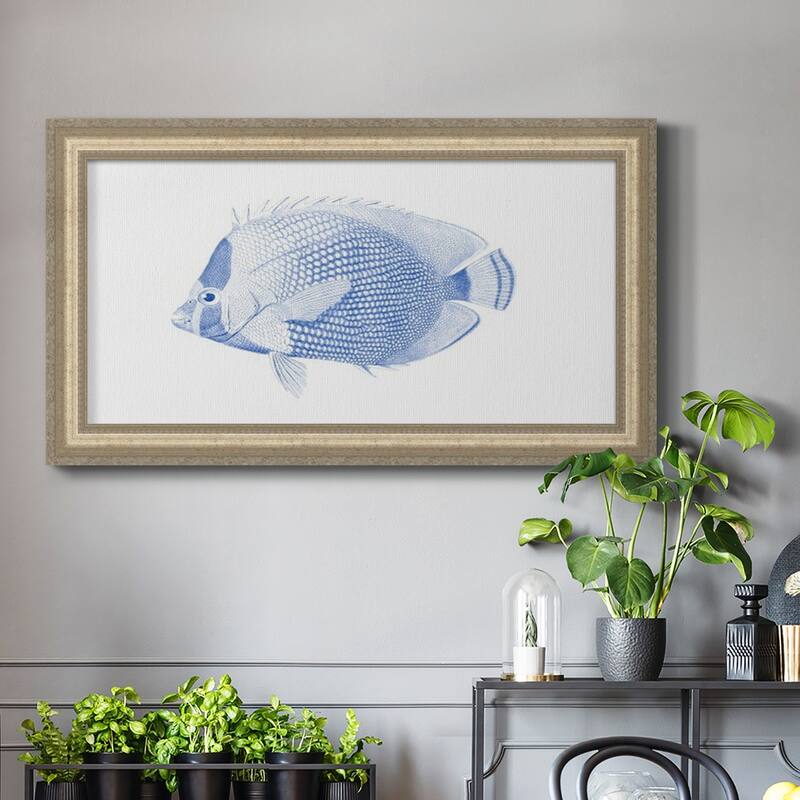 Blue & White Tropical Fish VI Premium Framed Canvas- Ready to Hang