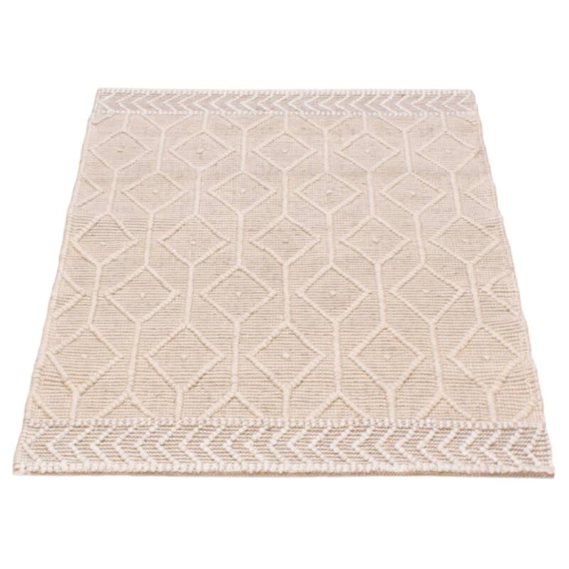 ECARPETGALLERY Braid weave Sienna Beige Wool Rug - 4'0 x 5'7