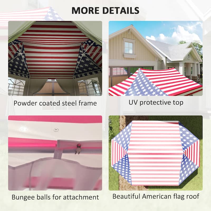 Multi-Color Steel Polyester Party Tent with Windows Doors and Stakes - 267.7" L x 196.9" W x 141.7" H