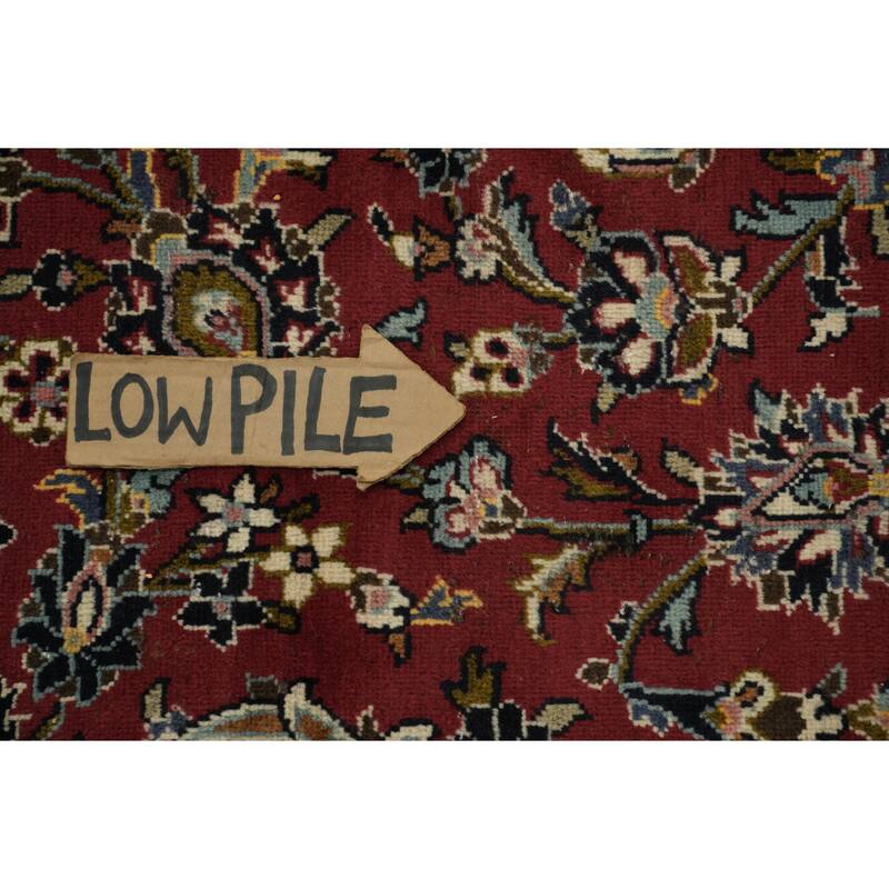 Hand Knotted Oriental 100% Wool Carpet Traditional Floral Red Kashan Area Rug - 13' 3'' X 9' 0''