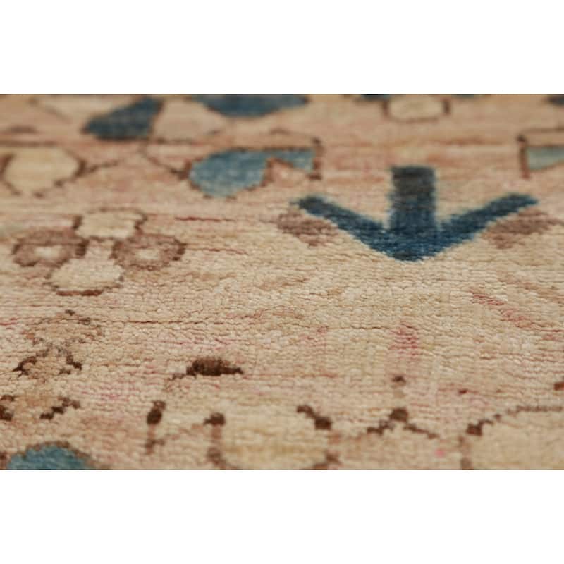 Hand Knotted Oriental 100% Wool Carpet Transitional All-Over Beige & Ivories Oushak Runner Rug - 9' 9'' X 2' 8''