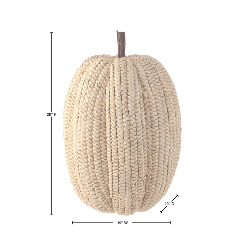 27.5" Display Basket Weave Pumpkin - 60%corn husk, 30%styrofoam, 10%twig