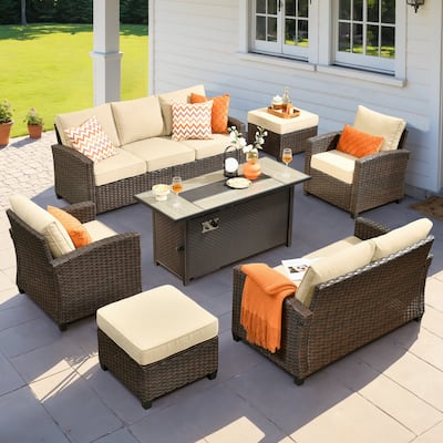 XIZZI 7-piece Patio Furniture Conversation Set with 54" Fire Table
