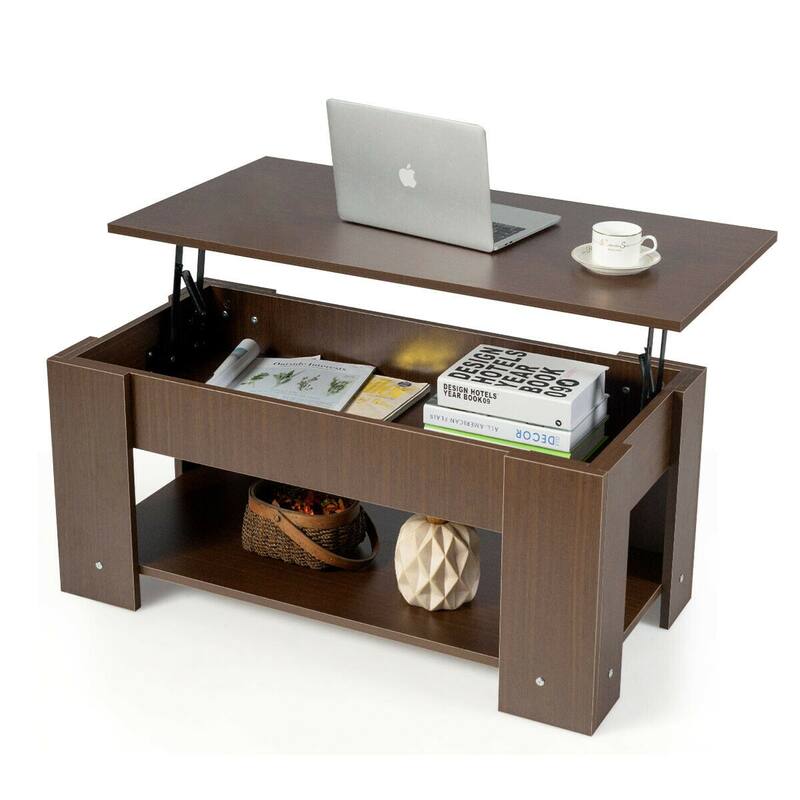 Modern Coffee Table with Lift Top and Large Hidden Storage Space - 38.5" x 20"/29" x 16.5"