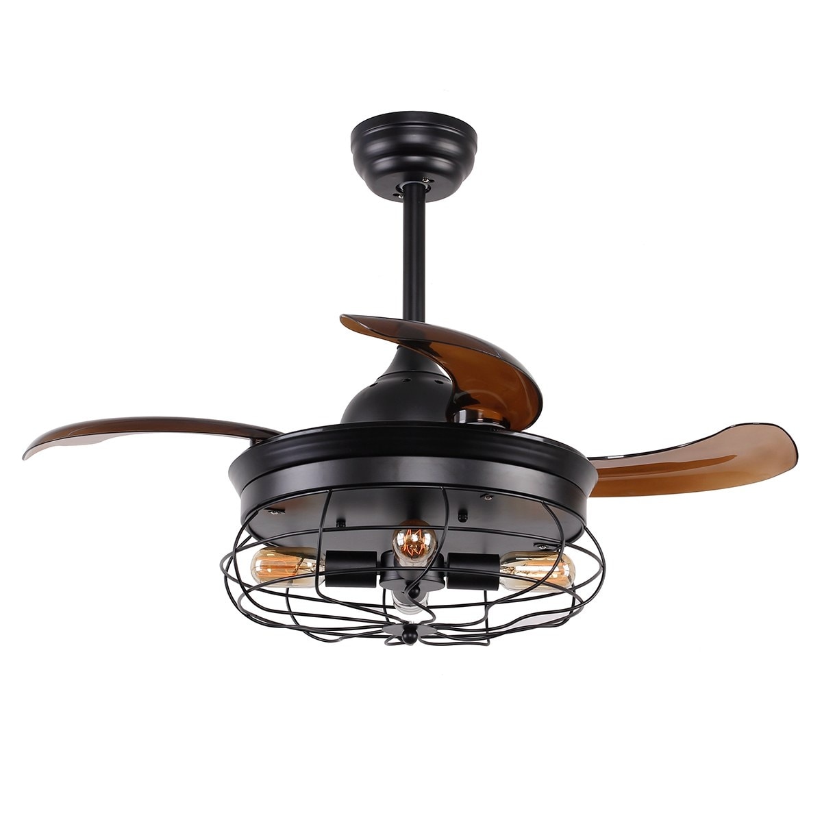 Industrial Foldable 4 Blades Black Iron 34 Inch Ceiling Fan