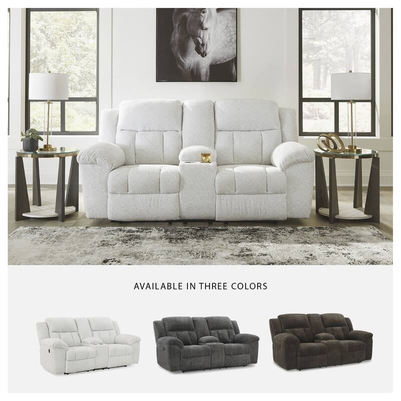 Signature Design by Ashley Frohn Double Reclining Loveseat with Console - 80"W x 40"D x 42"H