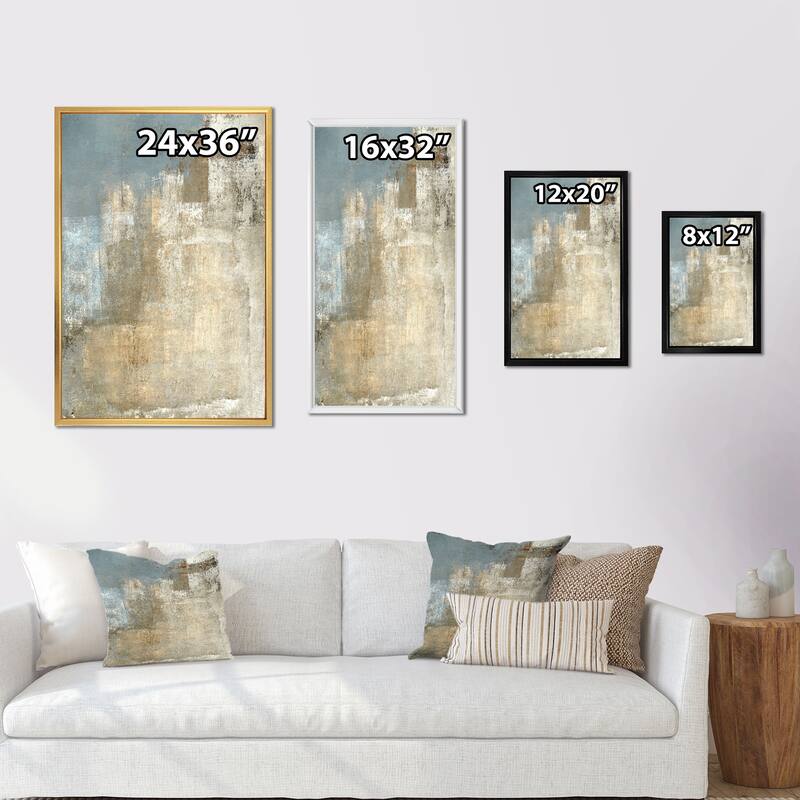Designart "Grey Meets Brown Abstract Art IV" Modern Framed Canvas Wall Art