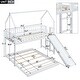 preview thumbnail 18 of 25, Twin over Full House Bunk Bed with Slide, Built-in Ladder & Full-Length Guardrail, Grey